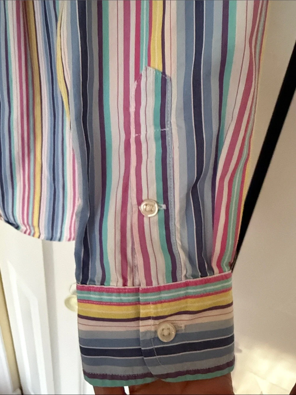 Ralph Lauren Boys L 16-18 Multi Color Pastel Stripe Long Sleeve Shirt Cotton